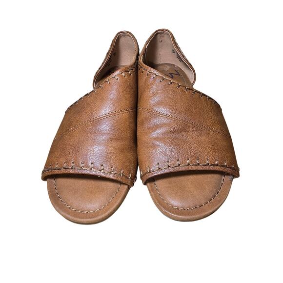 Zodiac Yani Slip On D’orsay Sandals Comfort Slides Brown Faux Leather Size 6 M - Picture 5 of 8